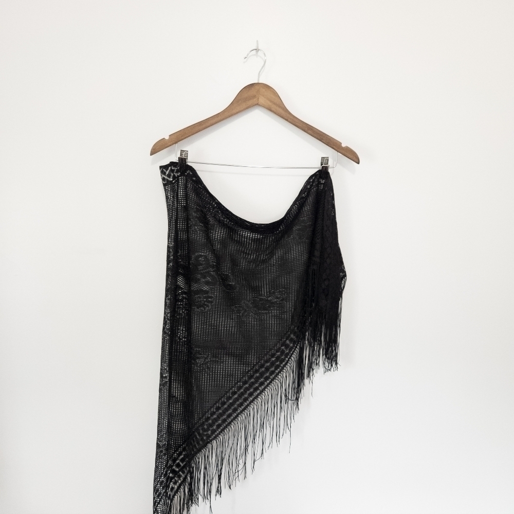 Vintagr Black mesh Fringe sarong